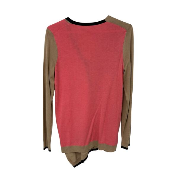 NWT Etcetera Pink Tan Black Long Sleeve Potion Asymmetric Sweater Womens Small - Picture 7 of 7